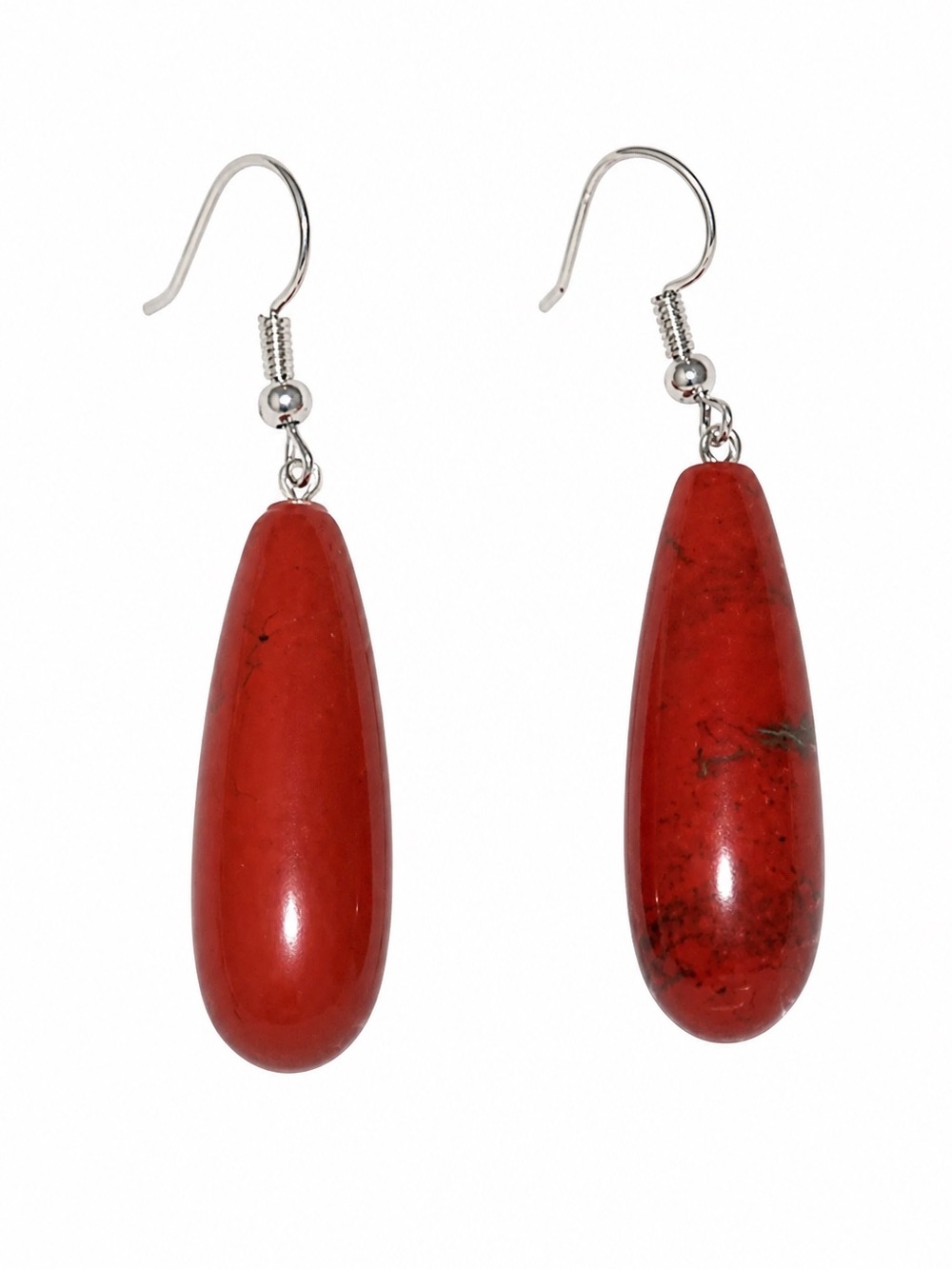 Boho hippie Red Jasper Crystal Sterling Silver Earrings